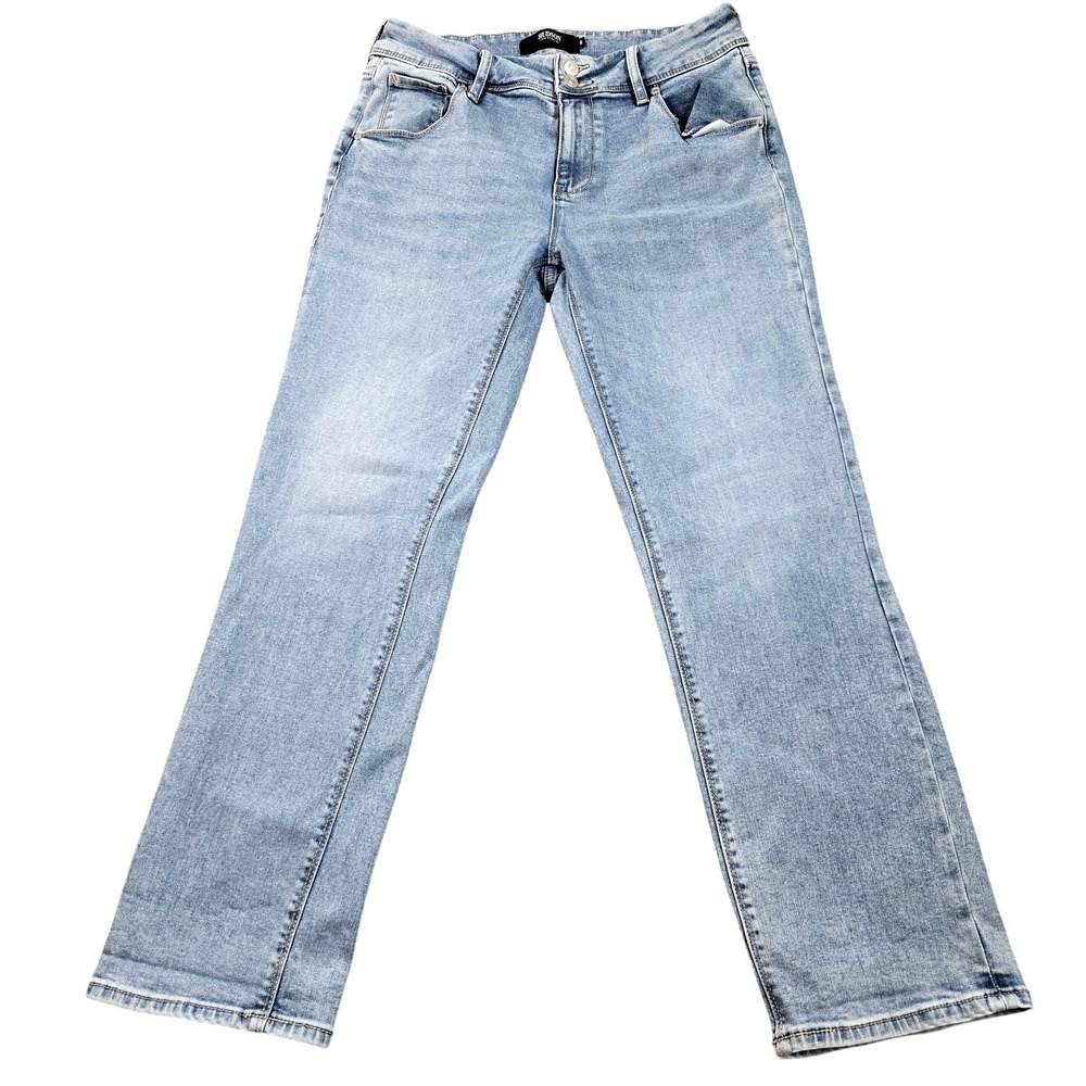Hudson Jeans Womens 8 Blue Light Wash Mid Rise Straight Stretch Denim 30x28.5